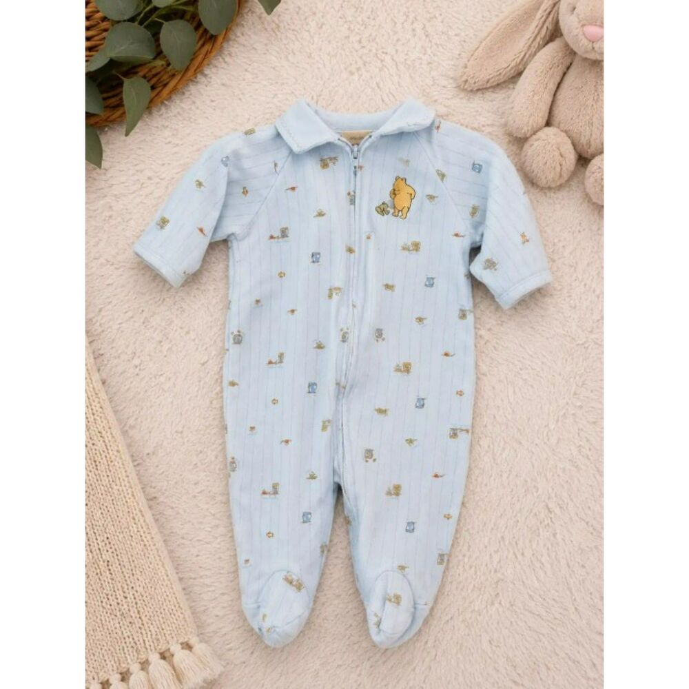 Vintage Classic Pooh Footed Sleeper 0-3 Months Zip Pajamas Baby Winnie the Pooh